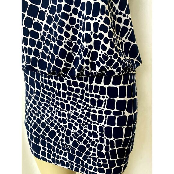 Cache Mini Dress Blouson Chain Neck Sleeveless Navy White Blue 2 XS Lined - Picture 5 of 6